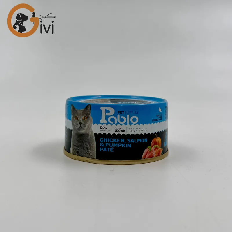 غذای کنسرو گربه 200 گرمی Pablo با طعم مرغ و سالمون
