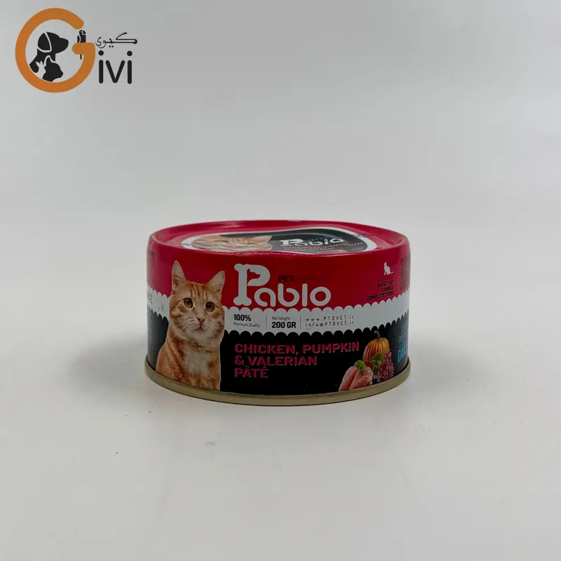 غذای کنسرو گربه 200 گرمی Pablo با طعم مرغ و کدو تنبل