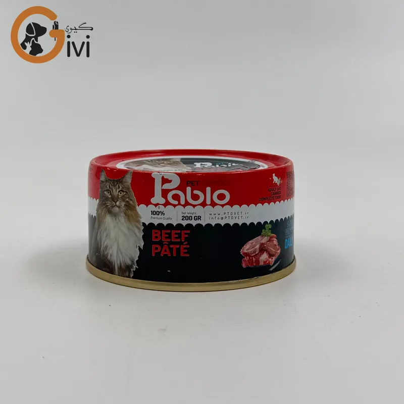 غذای کنسرو گربه 200 گرمی Pablo با طعم گوشت گاو