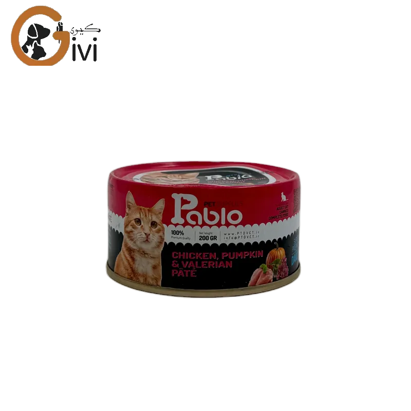 غذای کنسرو گربه 200 گرمی Pablo با طعم مرغ و کدو تنبل