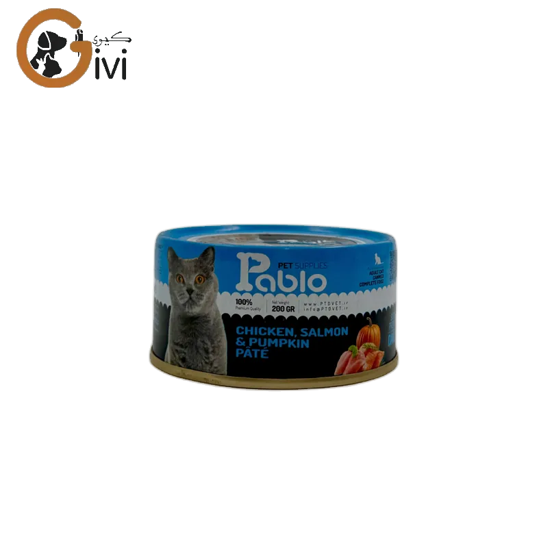 غذای کنسرو گربه 200 گرمی Pablo با طعم مرغ و سالمون
